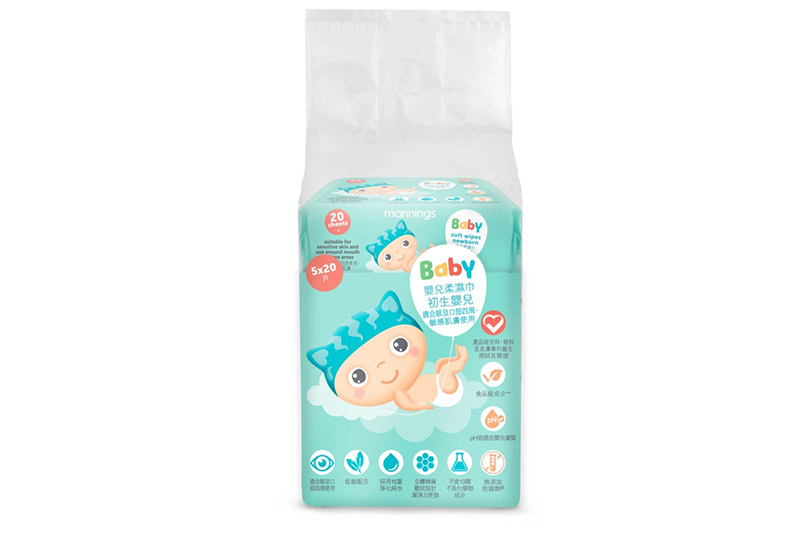 2025年7月-9月「長青積分獎賞」｜Mannings萬寧初生嬰兒柔濕巾20片x5包 