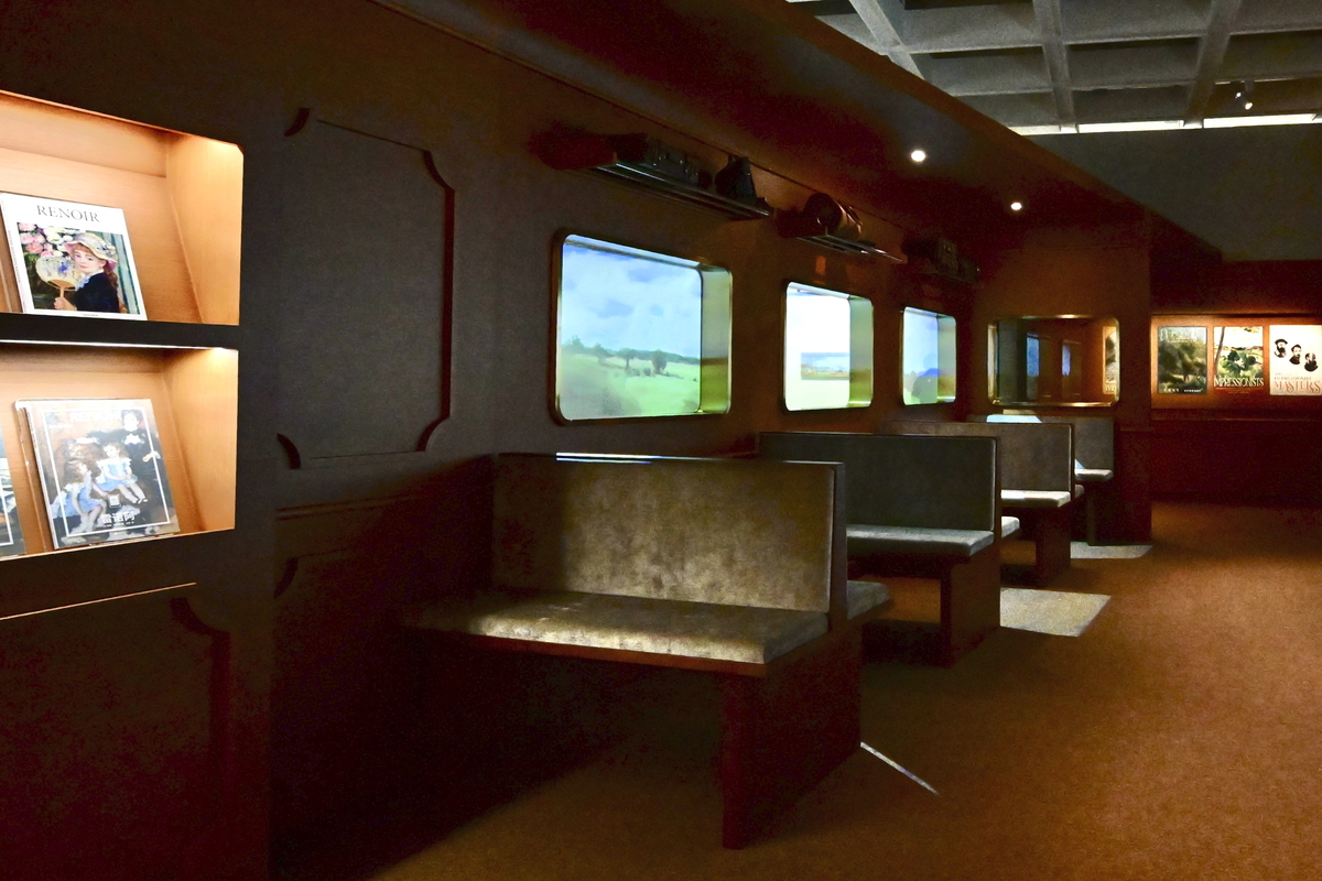 精心設計:  在是次展覽的教育角，觀眾儼如乘坐時間列車，進入塞尚和雷諾阿的世界，探索他們的創作領域。