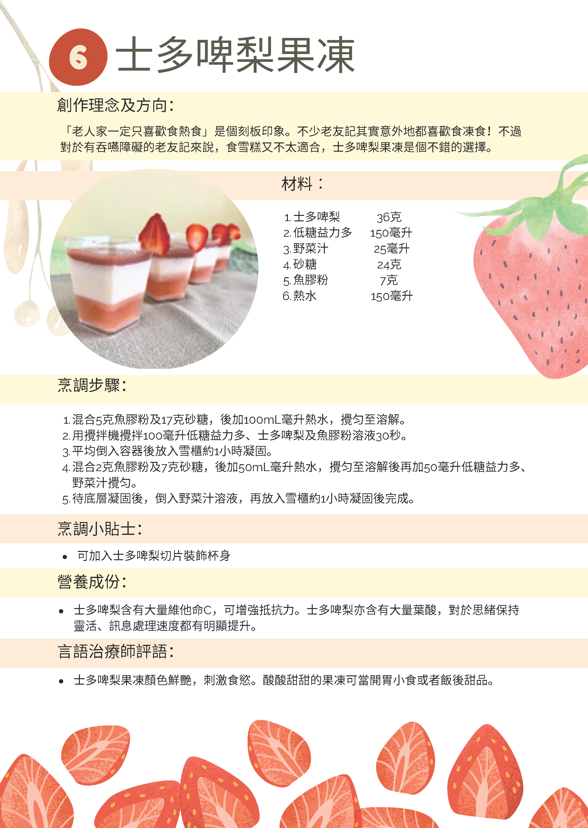 【食得滋味糊餐食譜】士多啤梨果凍