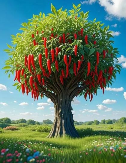 樹上長滿红色的辣椒.特別耀目...