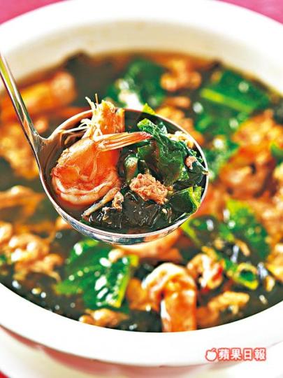萵笋葉紫菜蝦仁湯