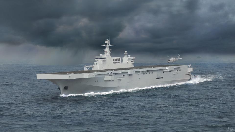 中國首艘075型兩棲攻擊艦海試